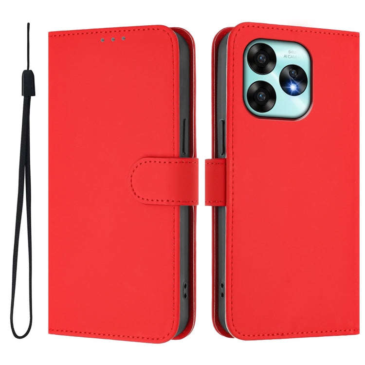 For Umidigi A15 / A15C / A15T Skin Feel Solid Color Leather Phone Case with Lanyard(Red)