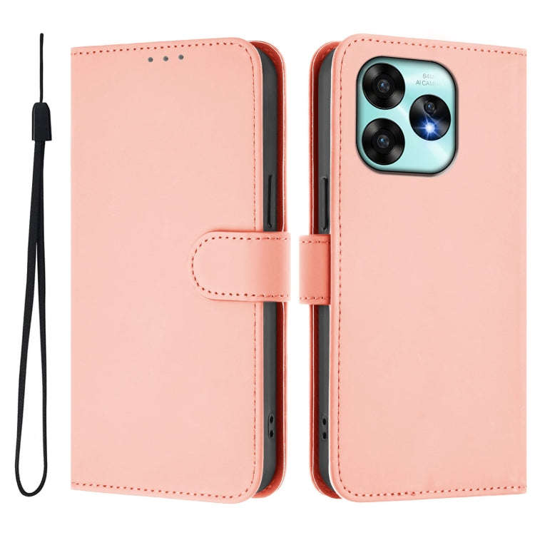 For Umidigi A15 / A15C / A15T Skin Feel Solid Color Leather Phone Case with Lanyard(Pink)
