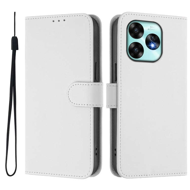 For Umidigi A15 / A15C / A15T Skin Feel Solid Color Leather Phone Case with Lanyard(White)
