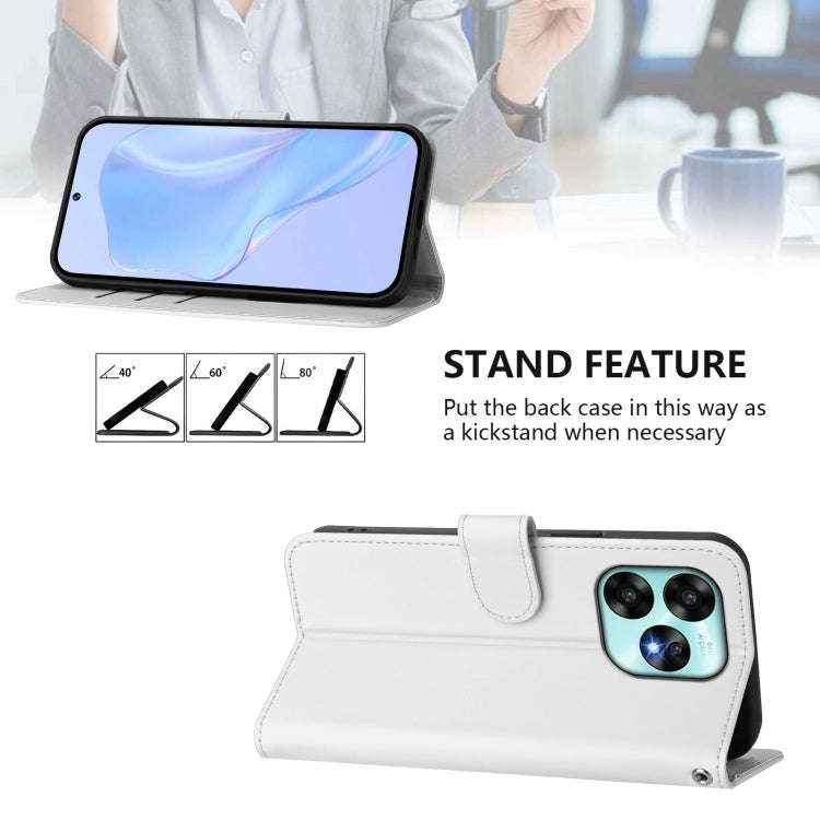 For Umidigi A15 / A15C / A15T Skin Feel Solid Color Leather Phone Case with Lanyard(White)