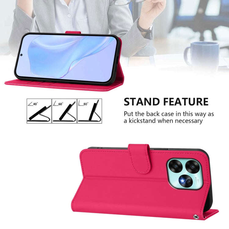 For Umidigi A15 / A15C / A15T Skin Feel Solid Color Leather Phone Case with Lanyard(Rose Red)