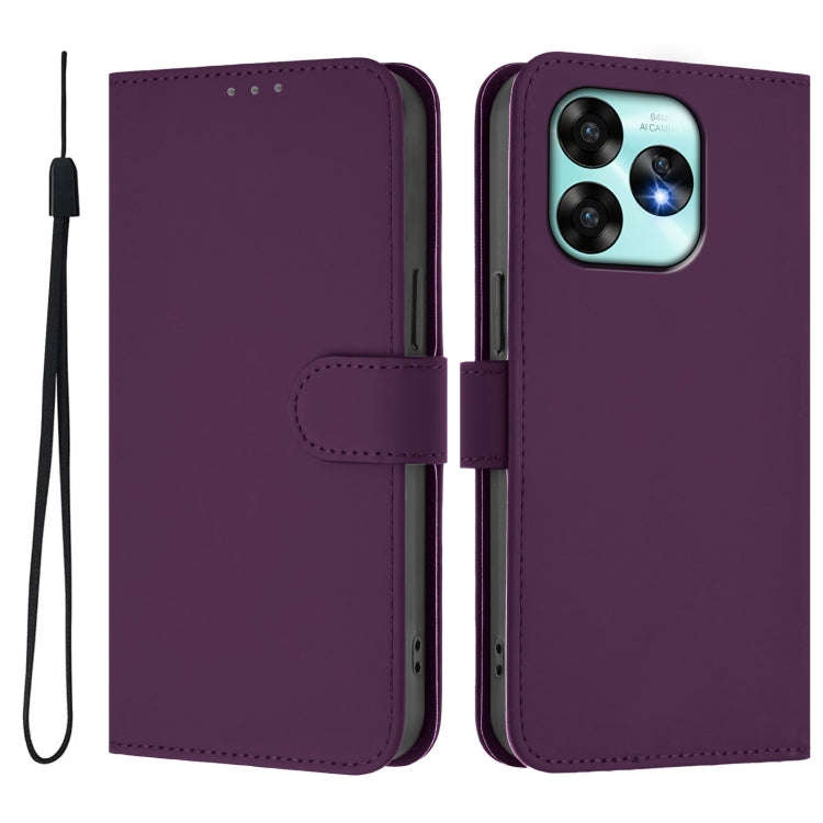 For Umidigi A15 / A15C / A15T Skin Feel Solid Color Leather Phone Case with Lanyard(Violet)