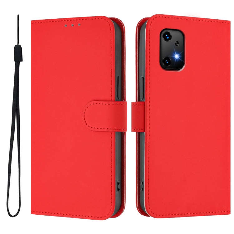For Umidigi Bison X20 Skin Feel Solid Color Leather Phone Case with Lanyard(Red)