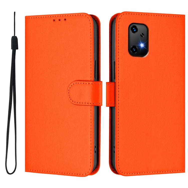 For Umidigi Bison X20 Skin Feel Solid Color Leather Phone Case with Lanyard(Orange)