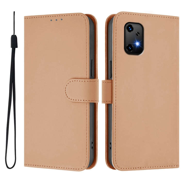For Umidigi Bison X20 Skin Feel Solid Color Leather Phone Case with Lanyard(Nude)
