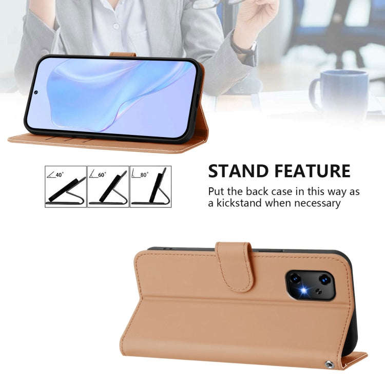 For Umidigi Bison X20 Skin Feel Solid Color Leather Phone Case with Lanyard(Nude)