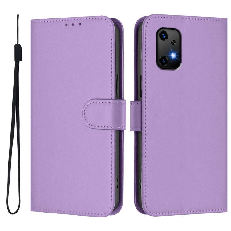 For Umidigi Bison X20 Skin Feel Solid Color Leather Phone Case with Lanyard(Lavender Purple)