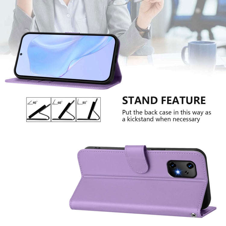 For Umidigi Bison X20 Skin Feel Solid Color Leather Phone Case with Lanyard(Lavender Purple)