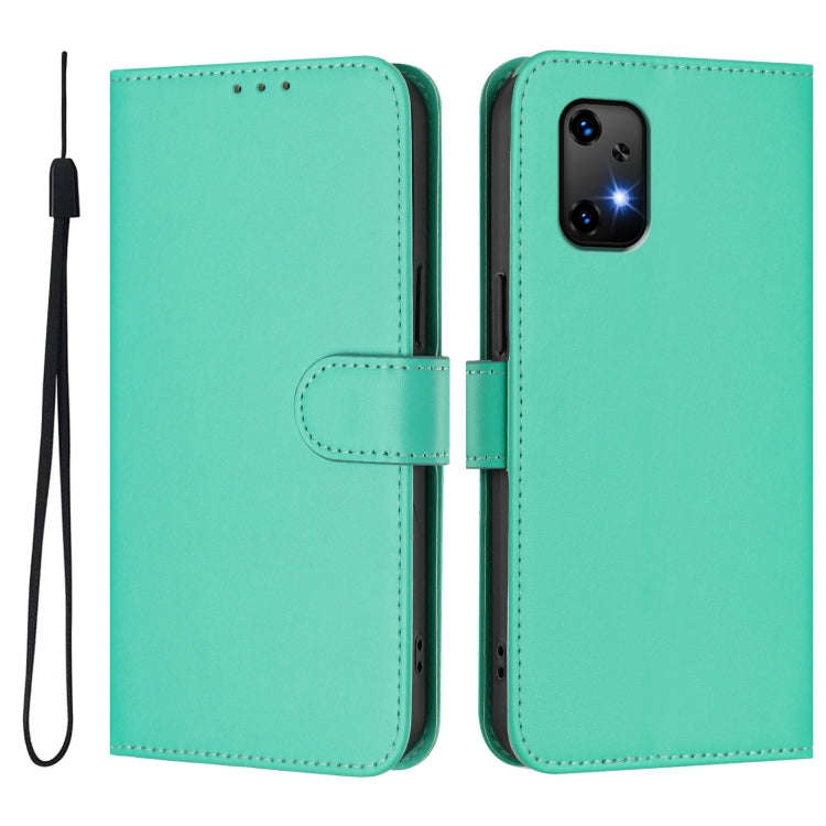 For Umidigi Bison X20 Skin Feel Solid Color Leather Phone Case with Lanyard(Green)
