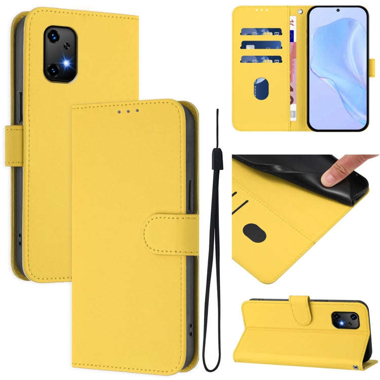 For Umidigi Bison X20 Skin Feel Solid Color Leather Phone Case with Lanyard(Lemon Yellow)