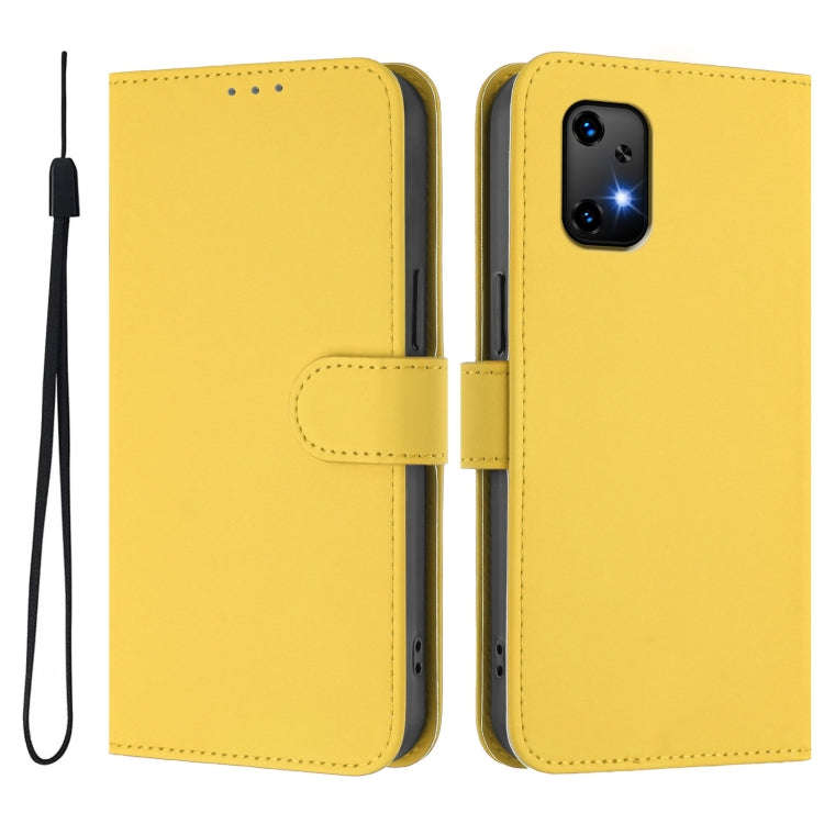 For Umidigi Bison X20 Skin Feel Solid Color Leather Phone Case with Lanyard(Lemon Yellow)