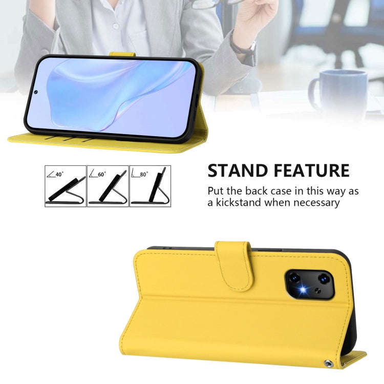 For Umidigi Bison X20 Skin Feel Solid Color Leather Phone Case with Lanyard(Lemon Yellow)