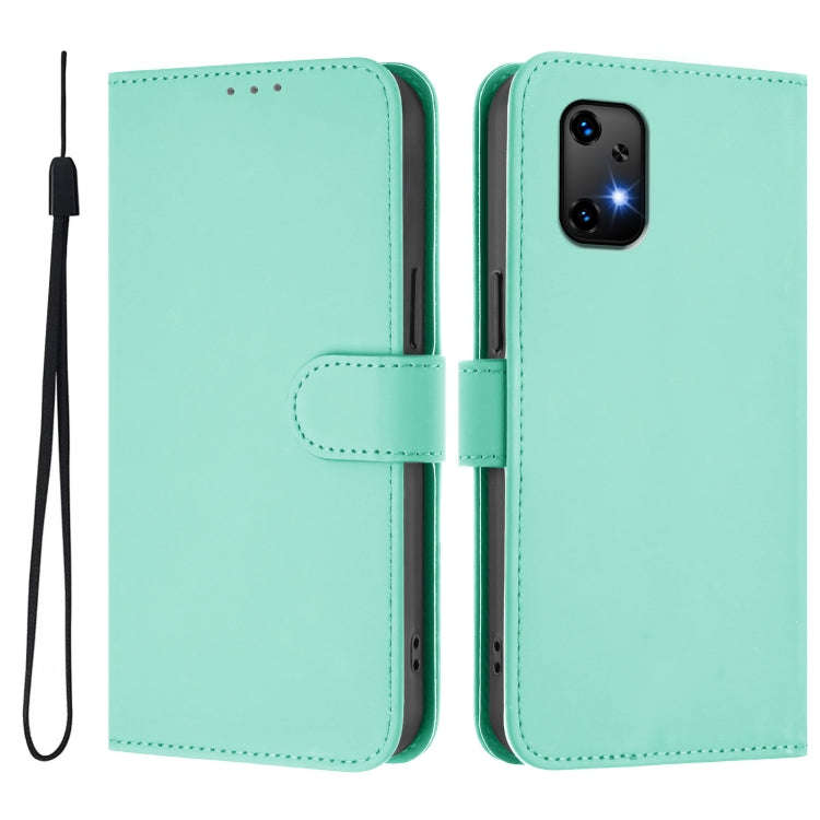 For Umidigi Bison X20 Skin Feel Solid Color Leather Phone Case with Lanyard(Mint Green)