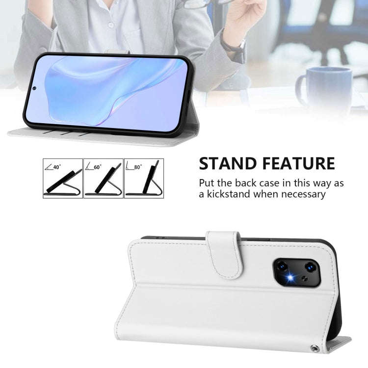 For Umidigi Bison X20 Skin Feel Solid Color Leather Phone Case with Lanyard(White)
