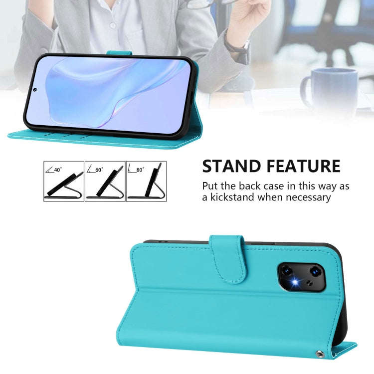 For Umidigi Bison X20 Skin Feel Solid Color Leather Phone Case with Lanyard(Lake Blue)