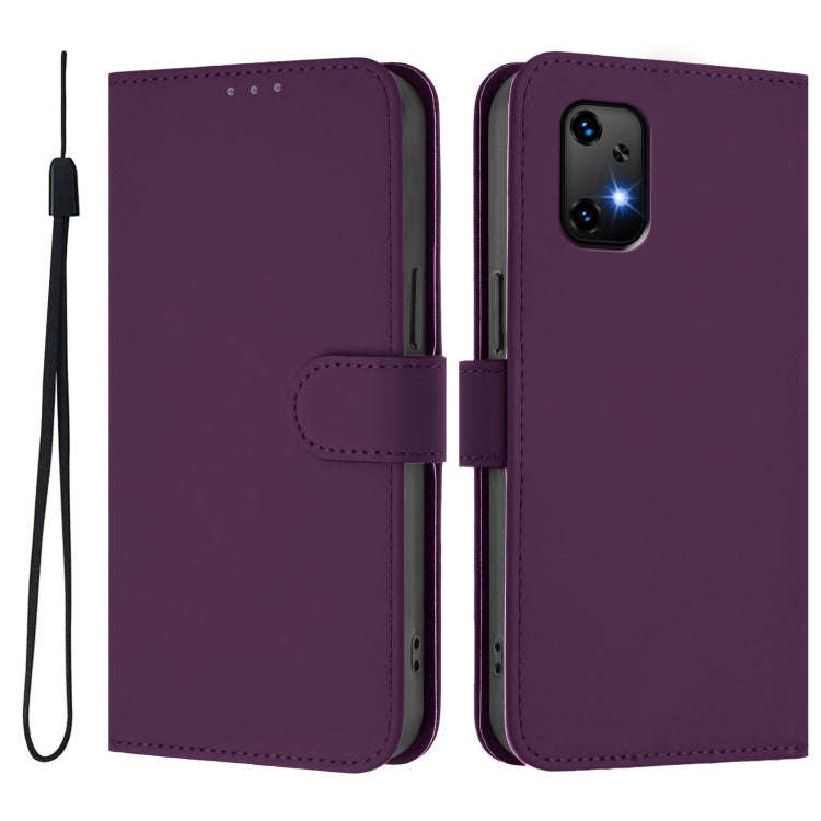 For Umidigi Bison X20 Skin Feel Solid Color Leather Phone Case with Lanyard(Violet)