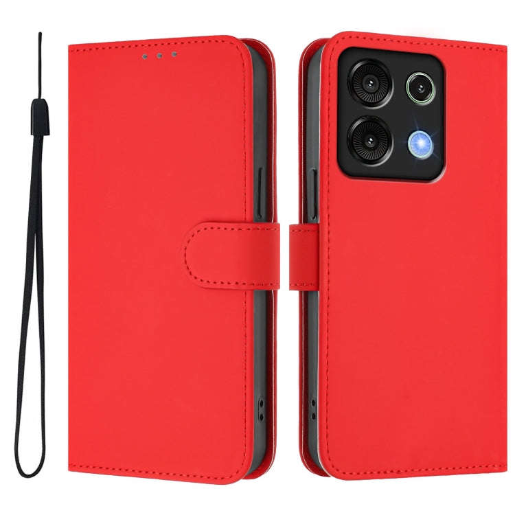 For Umidigi G9 5G Skin Feel Solid Color Leather Phone Case with Lanyard(Red)