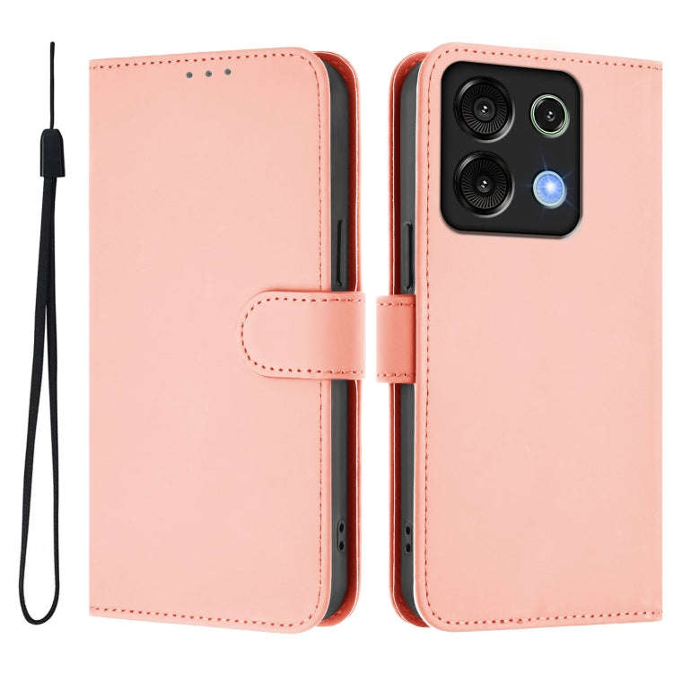 For Umidigi G9 5G Skin Feel Solid Color Leather Phone Case with Lanyard(Pink)