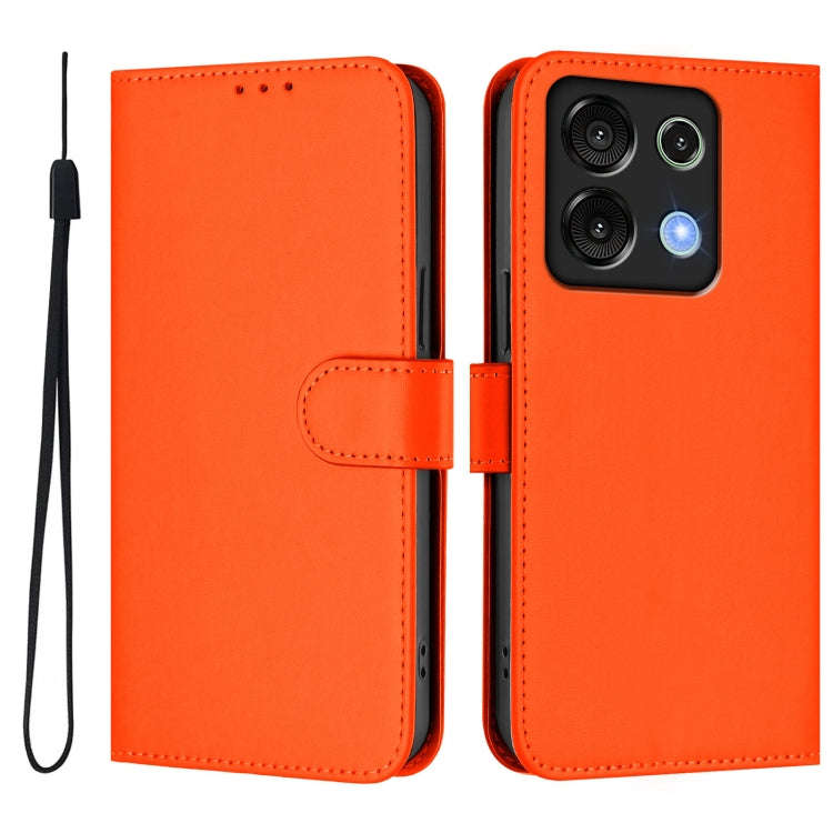 For Umidigi G9 5G Skin Feel Solid Color Leather Phone Case with Lanyard(Orange)