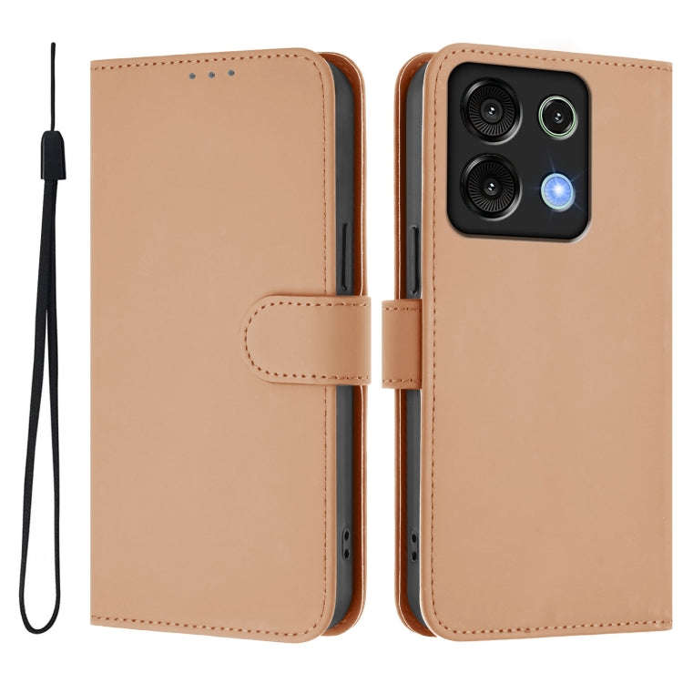 For Umidigi G9 5G Skin Feel Solid Color Leather Phone Case with Lanyard(Nude)