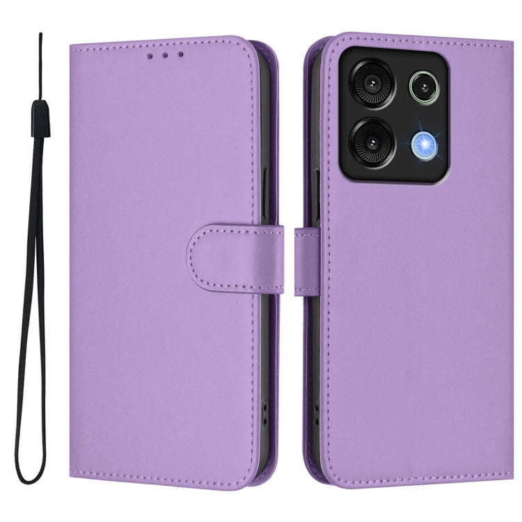 For Umidigi G9 5G Skin Feel Solid Color Leather Phone Case with Lanyard(Lavender Purple)