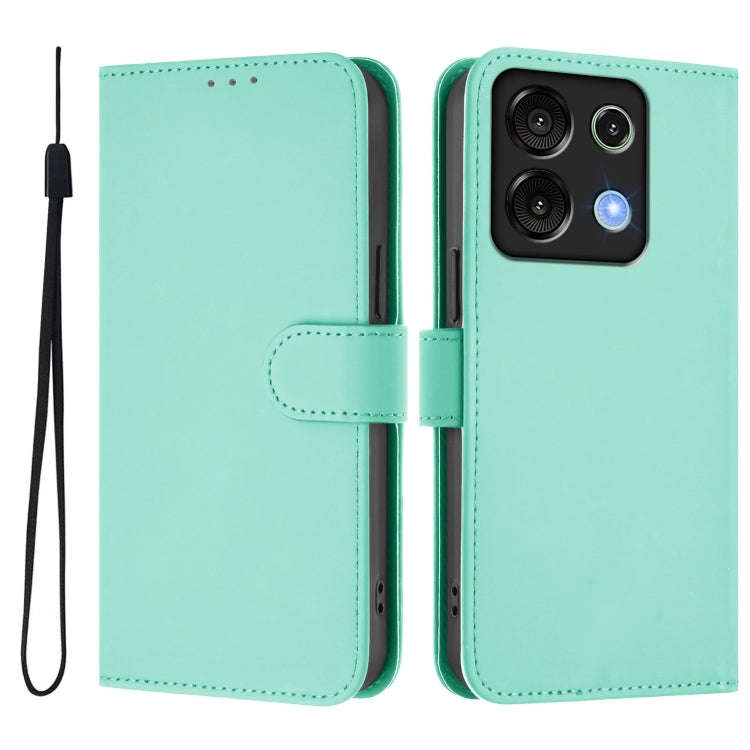 For Umidigi G9 5G Skin Feel Solid Color Leather Phone Case with Lanyard(Mint Green)