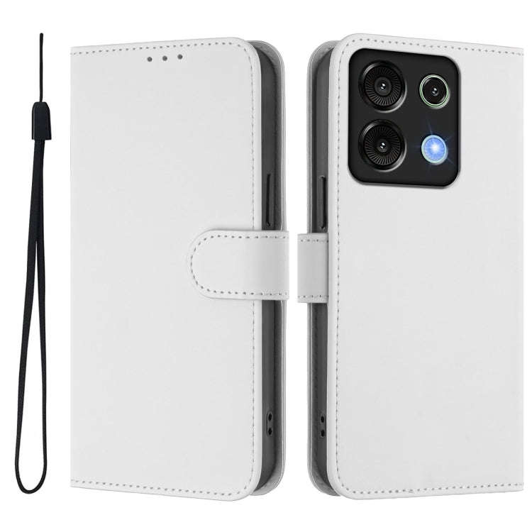 For Umidigi G9 5G Skin Feel Solid Color Leather Phone Case with Lanyard(White)