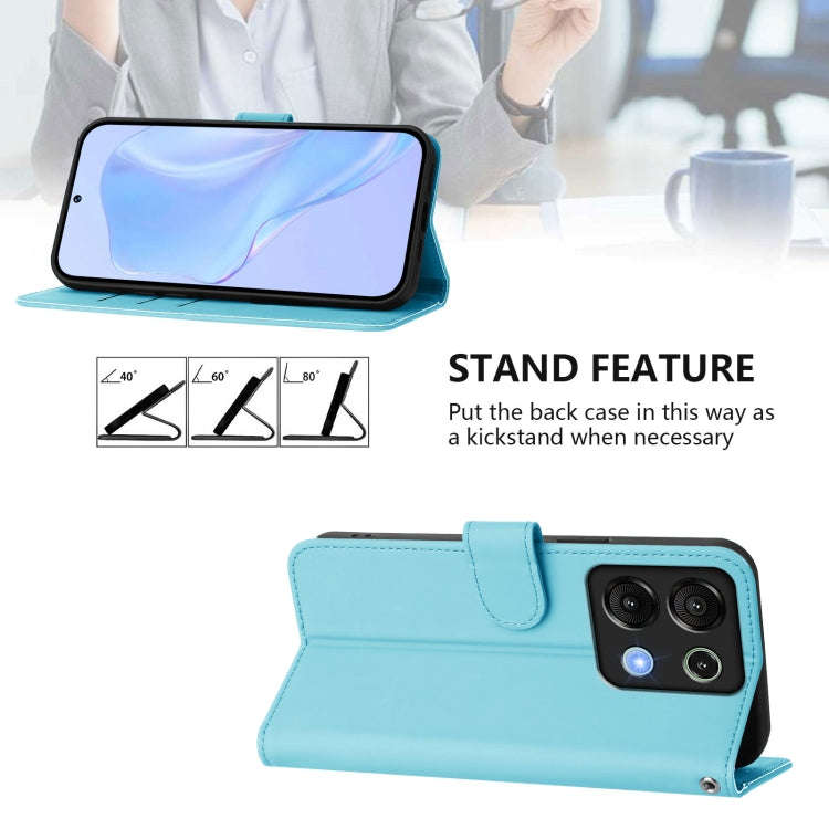For Umidigi G9 5G Skin Feel Solid Color Leather Phone Case with Lanyard(Sky Blue)