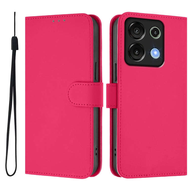 For Umidigi G9 5G Skin Feel Solid Color Leather Phone Case with Lanyard(Rose Red)