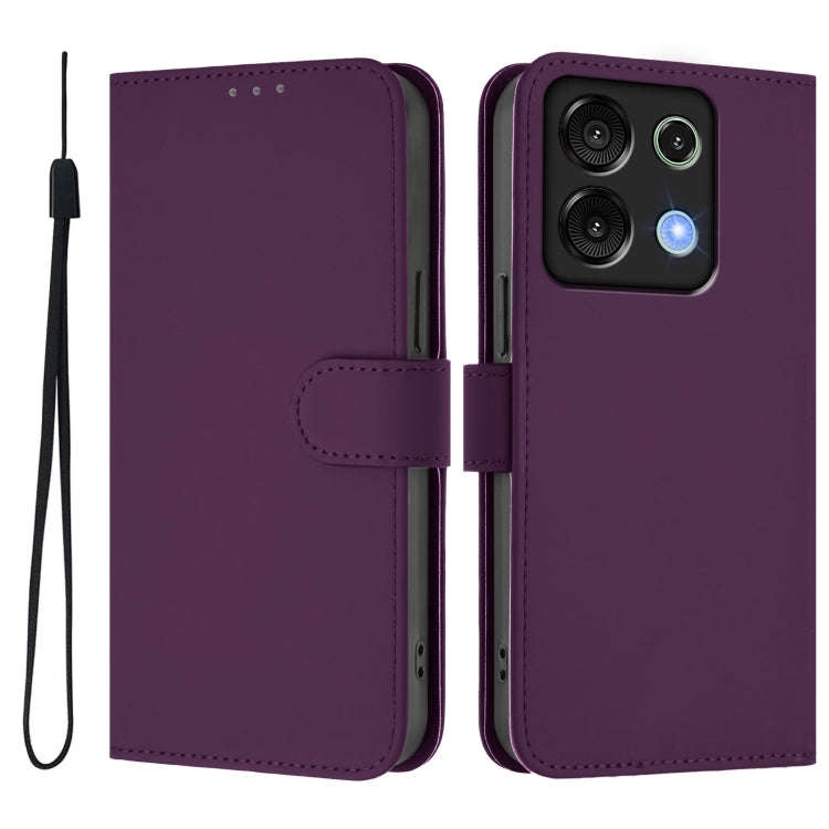 For Umidigi G9 5G Skin Feel Solid Color Leather Phone Case with Lanyard(Violet)
