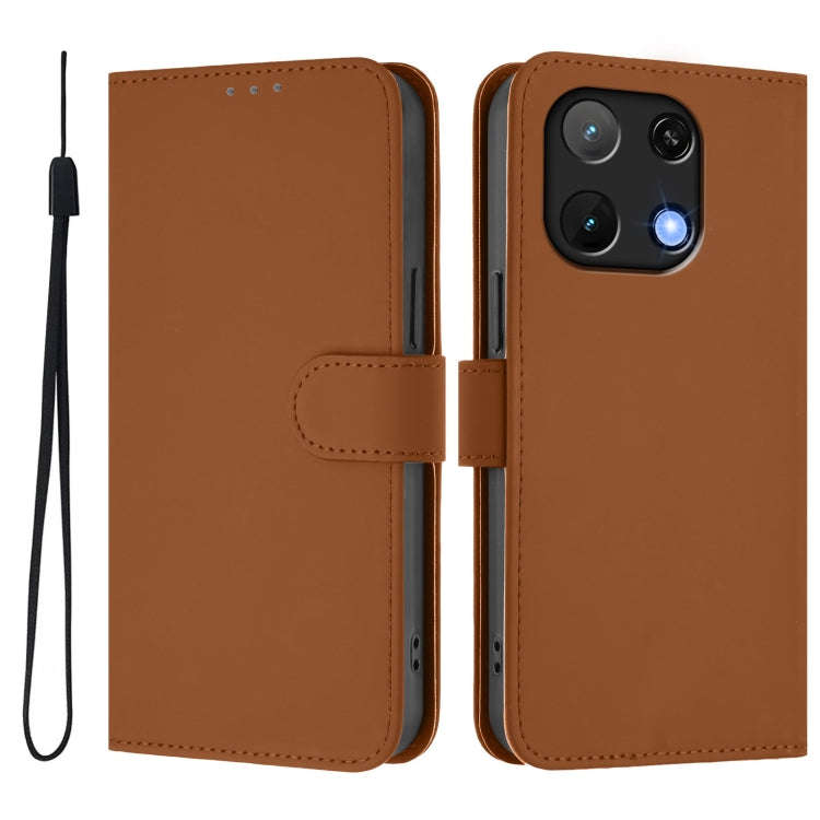 For Umidigi Note 90 Skin Feel Solid Color Leather Phone Case with Lanyard(Brown)