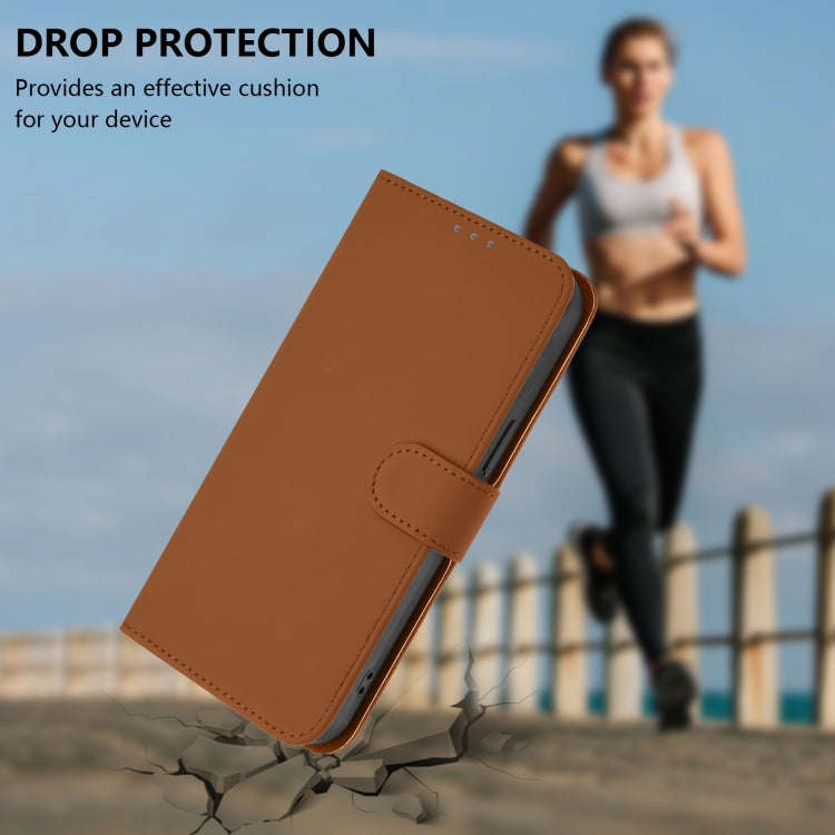 For Umidigi Note 90 Skin Feel Solid Color Leather Phone Case with Lanyard(Brown)