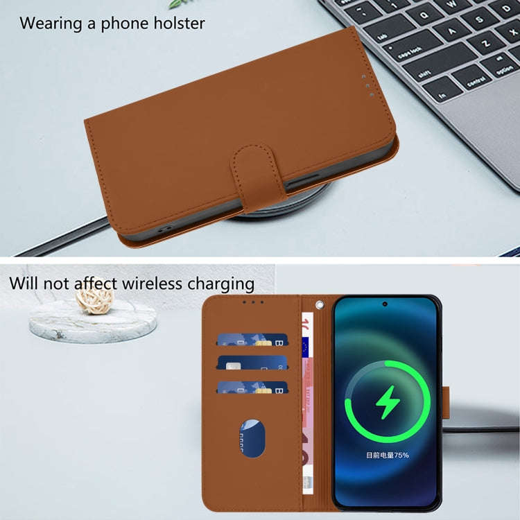 For Umidigi Note 90 Skin Feel Solid Color Leather Phone Case with Lanyard(Brown)