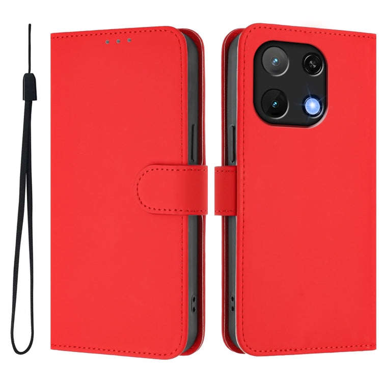 For Umidigi Note 90 Skin Feel Solid Color Leather Phone Case with Lanyard(Red)