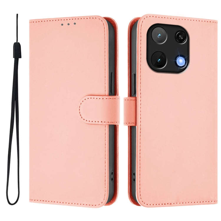 For Umidigi Note 90 Skin Feel Solid Color Leather Phone Case with Lanyard(Pink)