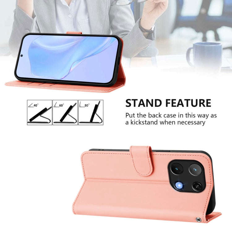 For Umidigi Note 90 Skin Feel Solid Color Leather Phone Case with Lanyard(Pink)