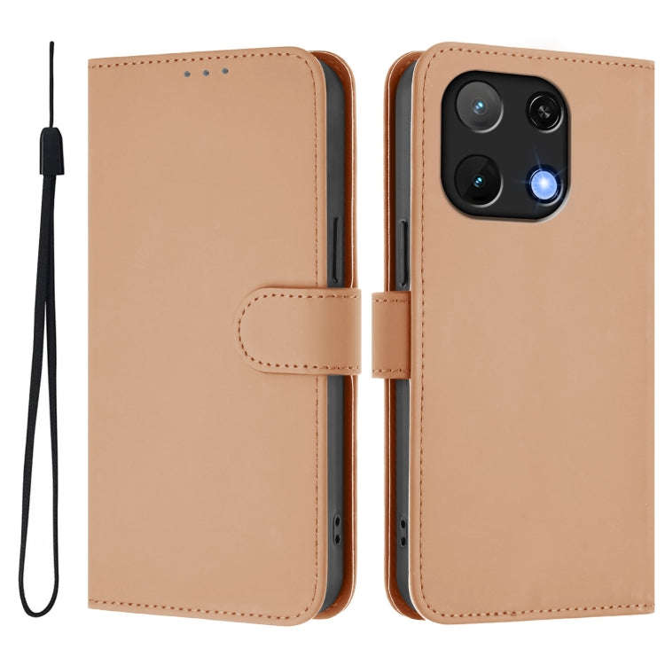 For Umidigi Note 90 Skin Feel Solid Color Leather Phone Case with Lanyard(Nude)