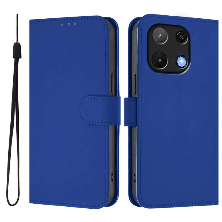 For Umidigi Note 90 Skin Feel Solid Color Leather Phone Case with Lanyard(Dark Blue)