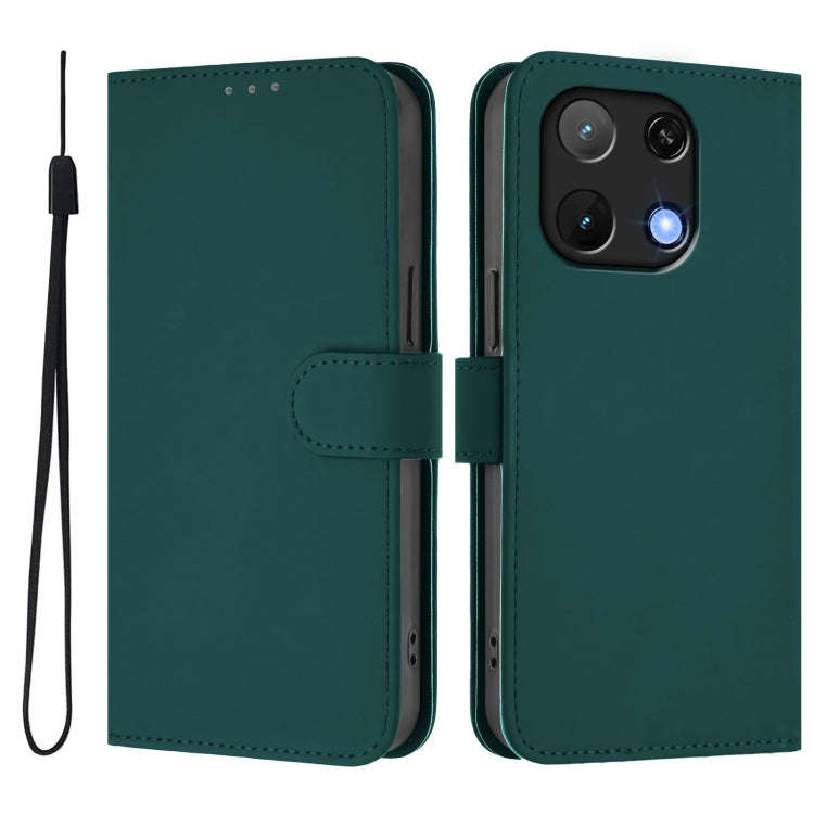 For Umidigi Note 90 Skin Feel Solid Color Leather Phone Case with Lanyard(Dark Green)