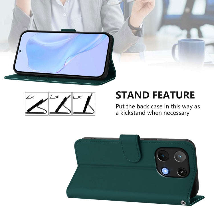 For Umidigi Note 90 Skin Feel Solid Color Leather Phone Case with Lanyard(Dark Green)