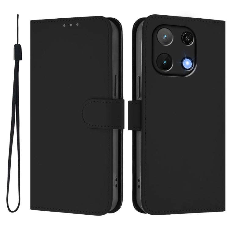 For Umidigi Note 90 Skin Feel Solid Color Leather Phone Case with Lanyard(Black)