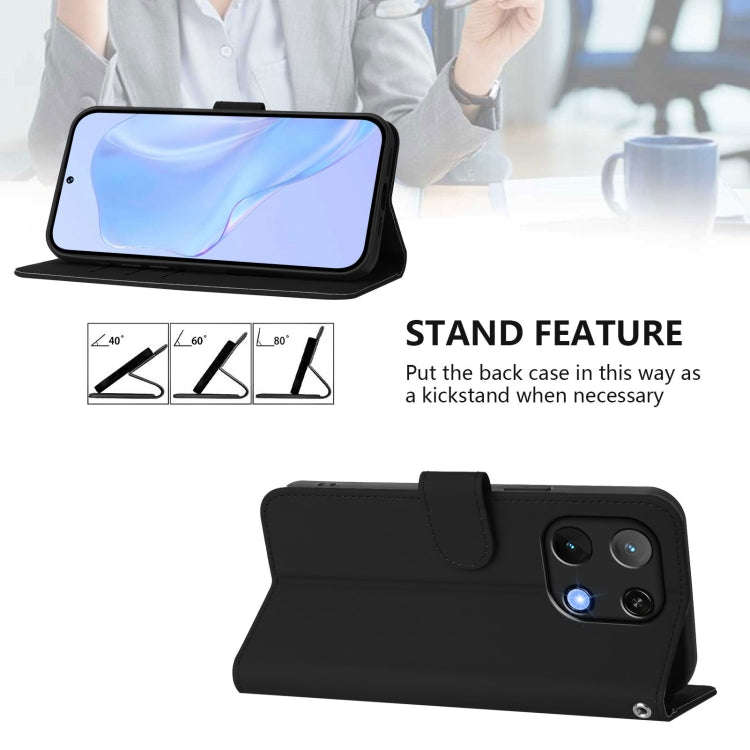 For Umidigi Note 90 Skin Feel Solid Color Leather Phone Case with Lanyard(Black)