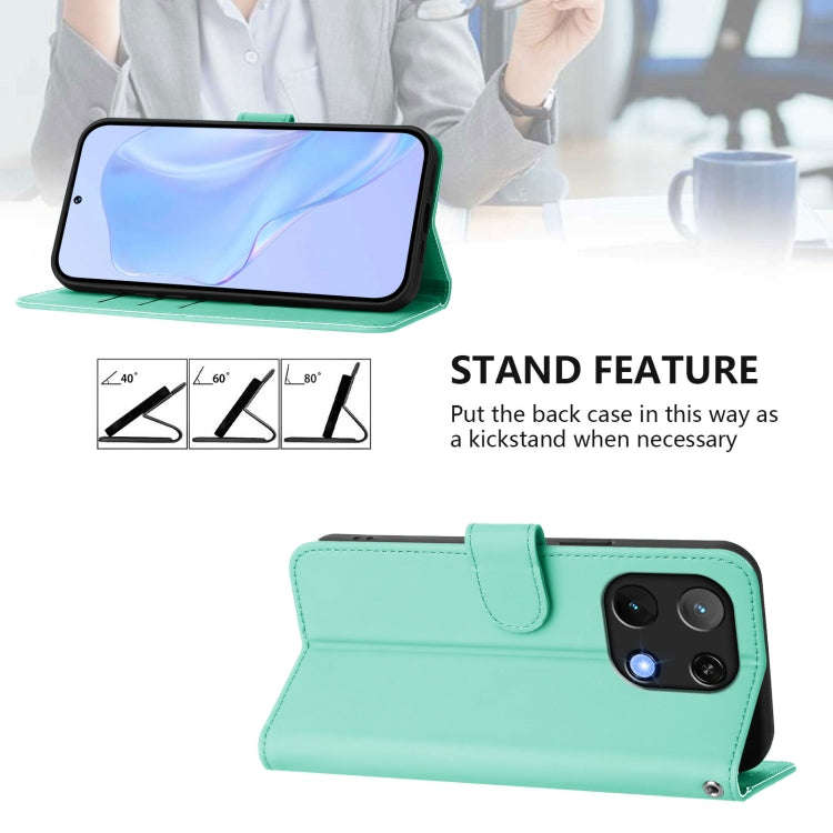 For Umidigi Note 90 Skin Feel Solid Color Leather Phone Case with Lanyard(Mint Green)