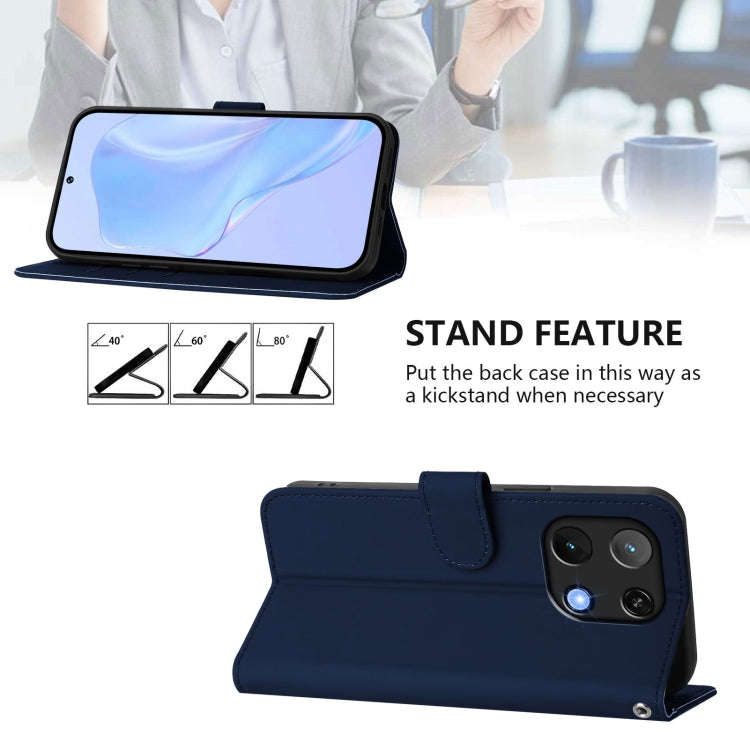 For Umidigi Note 90 Skin Feel Solid Color Leather Phone Case with Lanyard(Navy Blue)