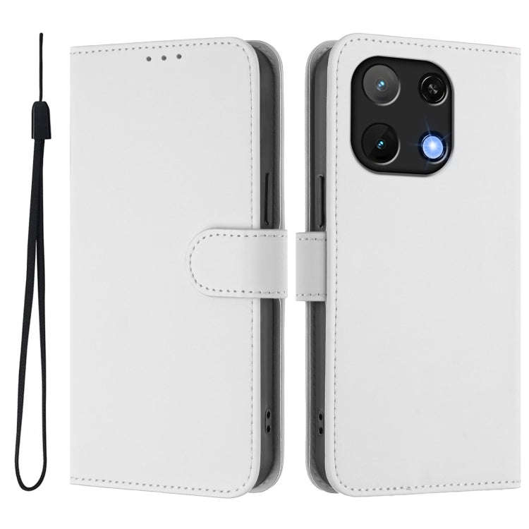 For Umidigi Note 90 Skin Feel Solid Color Leather Phone Case with Lanyard(White)