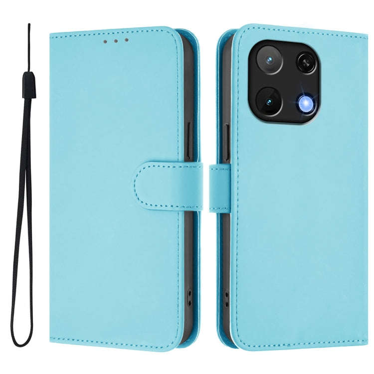For Umidigi Note 90 Skin Feel Solid Color Leather Phone Case with Lanyard(Sky Blue)