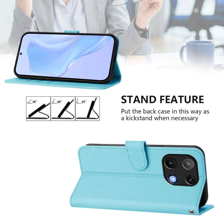 For Umidigi Note 90 Skin Feel Solid Color Leather Phone Case with Lanyard(Sky Blue)