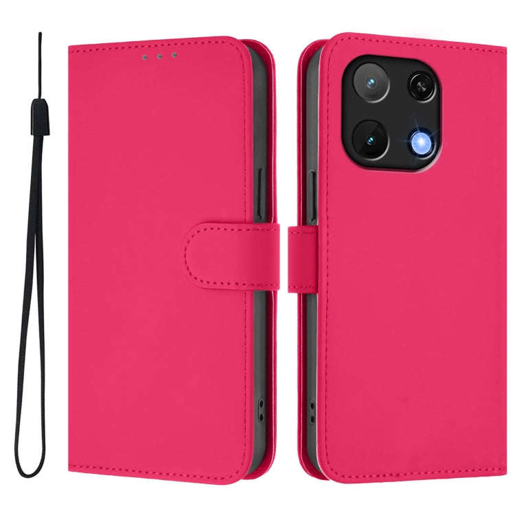 For Umidigi Note 90 Skin Feel Solid Color Leather Phone Case with Lanyard(Rose Red)