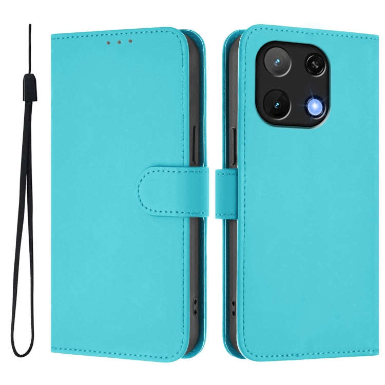 For Umidigi Note 90 Skin Feel Solid Color Leather Phone Case with Lanyard(Lake Blue)