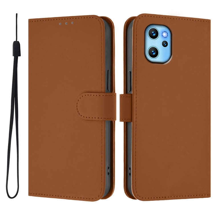 For Umidigi Power 7 Max Skin Feel Solid Color Leather Phone Case with Lanyard(Brown)